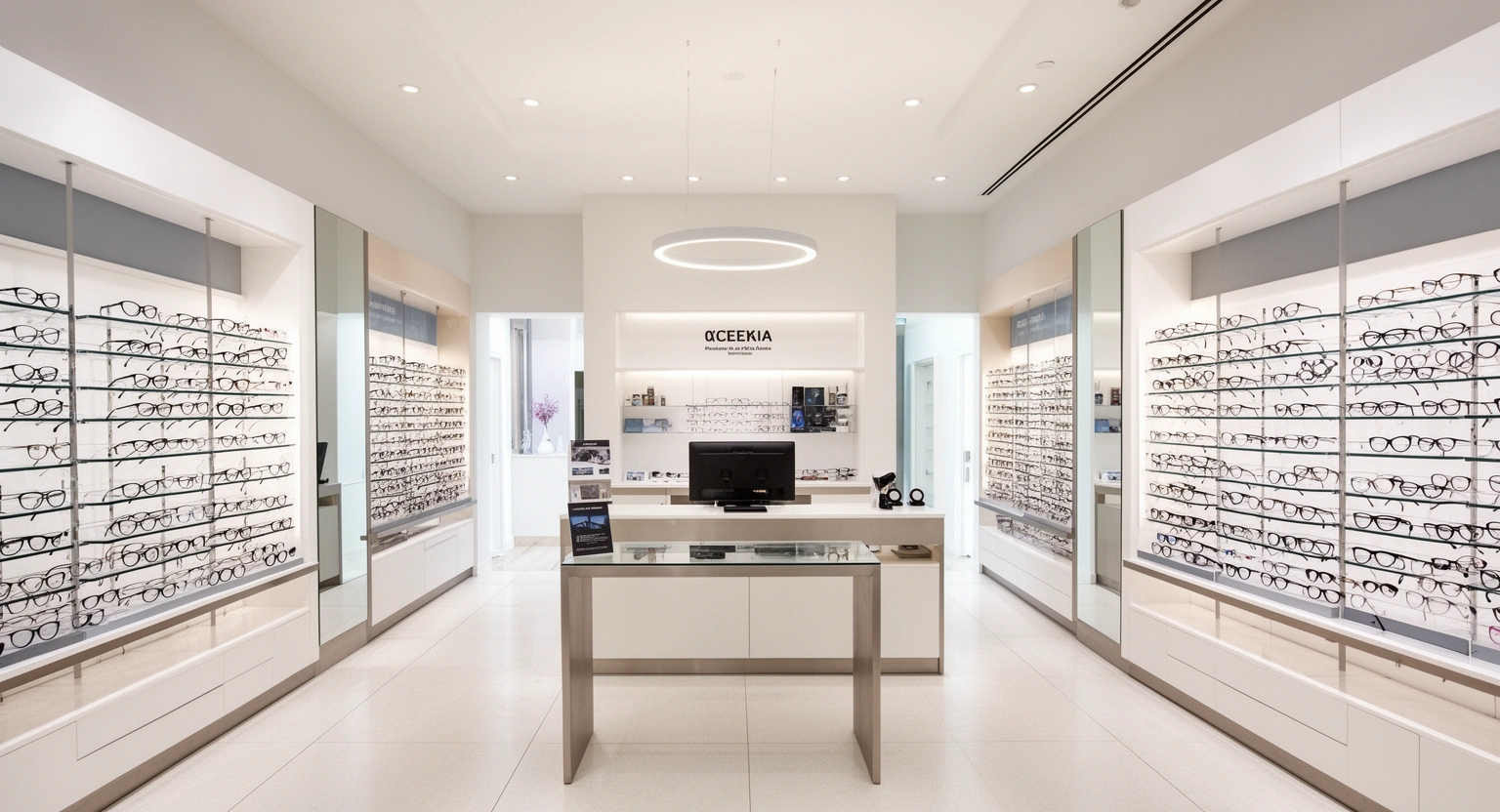 America's Best Contacts and Eyeglasses store interior with eyeglass frames on display