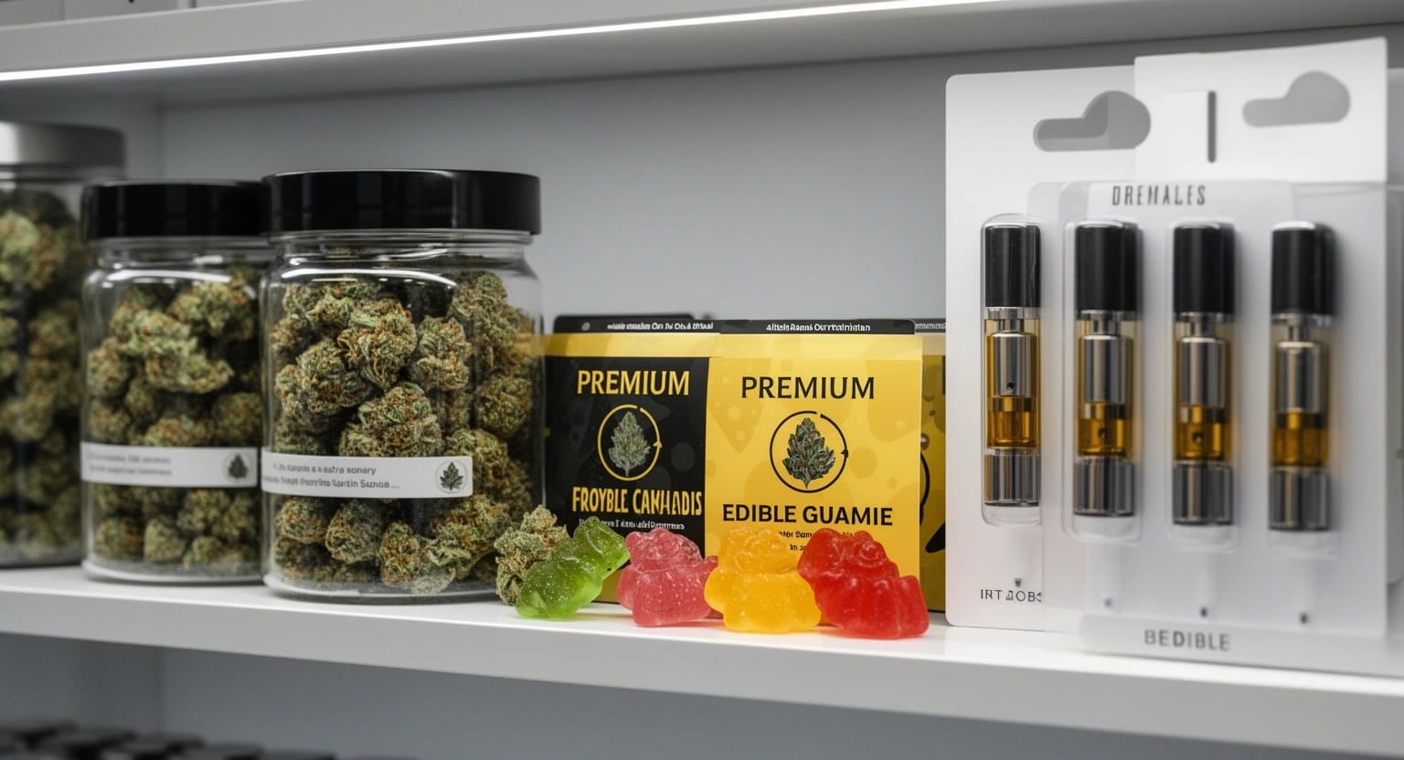 Cannabis product selection at Butter Weed Dispensary Santa Ana including flower, edibles, and vapes