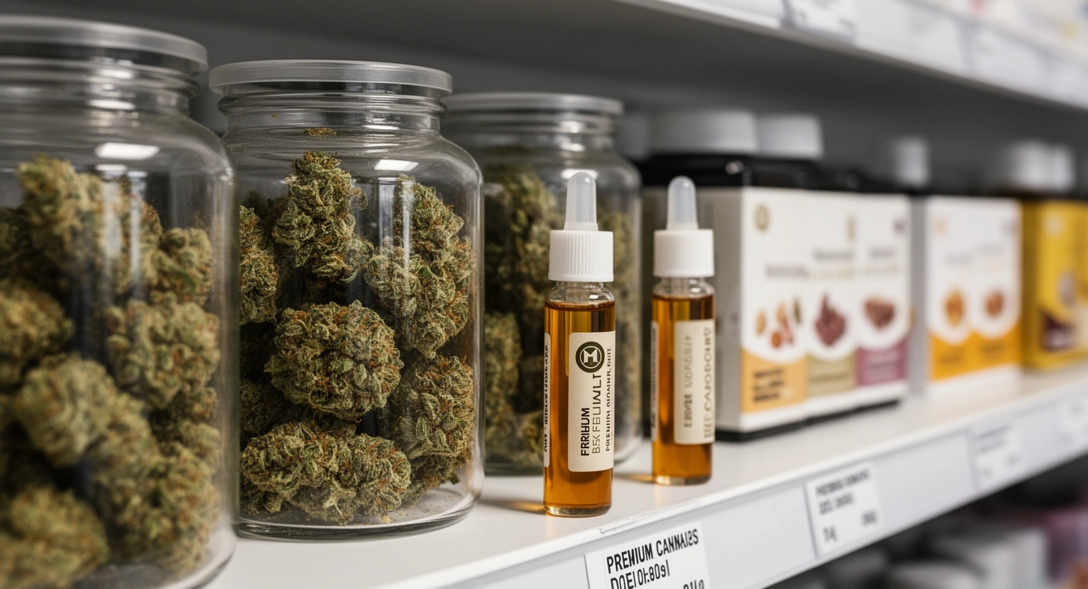 Cannabis flower and concentrates product selection at Get Bak'd dispensary