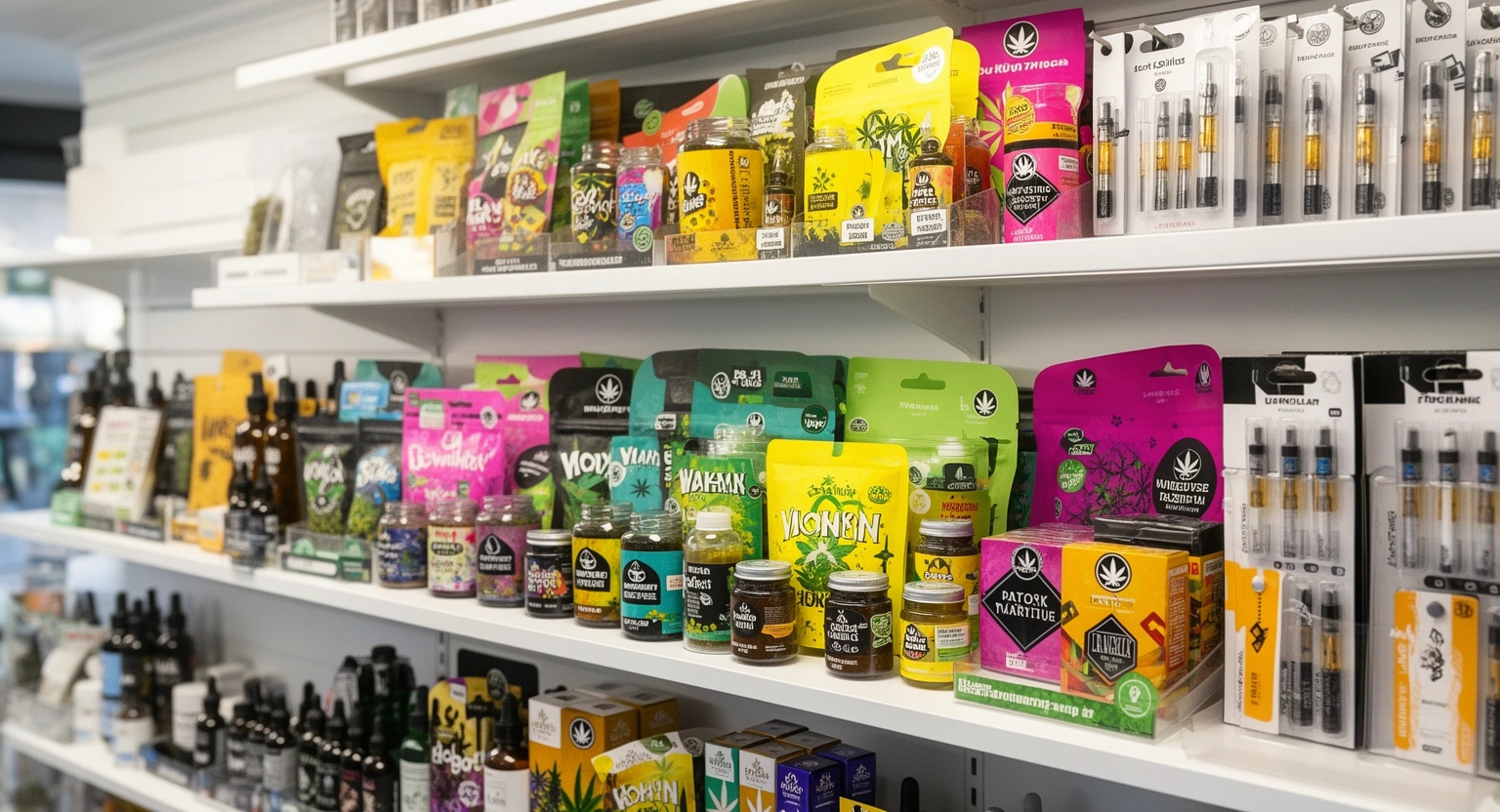 Cannabis concentrates and edibles selection at a Colorado recreational dispensary