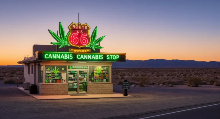 Kush on 66 Weed Dispensary Needles California Route 66 cannabis lounge exterior