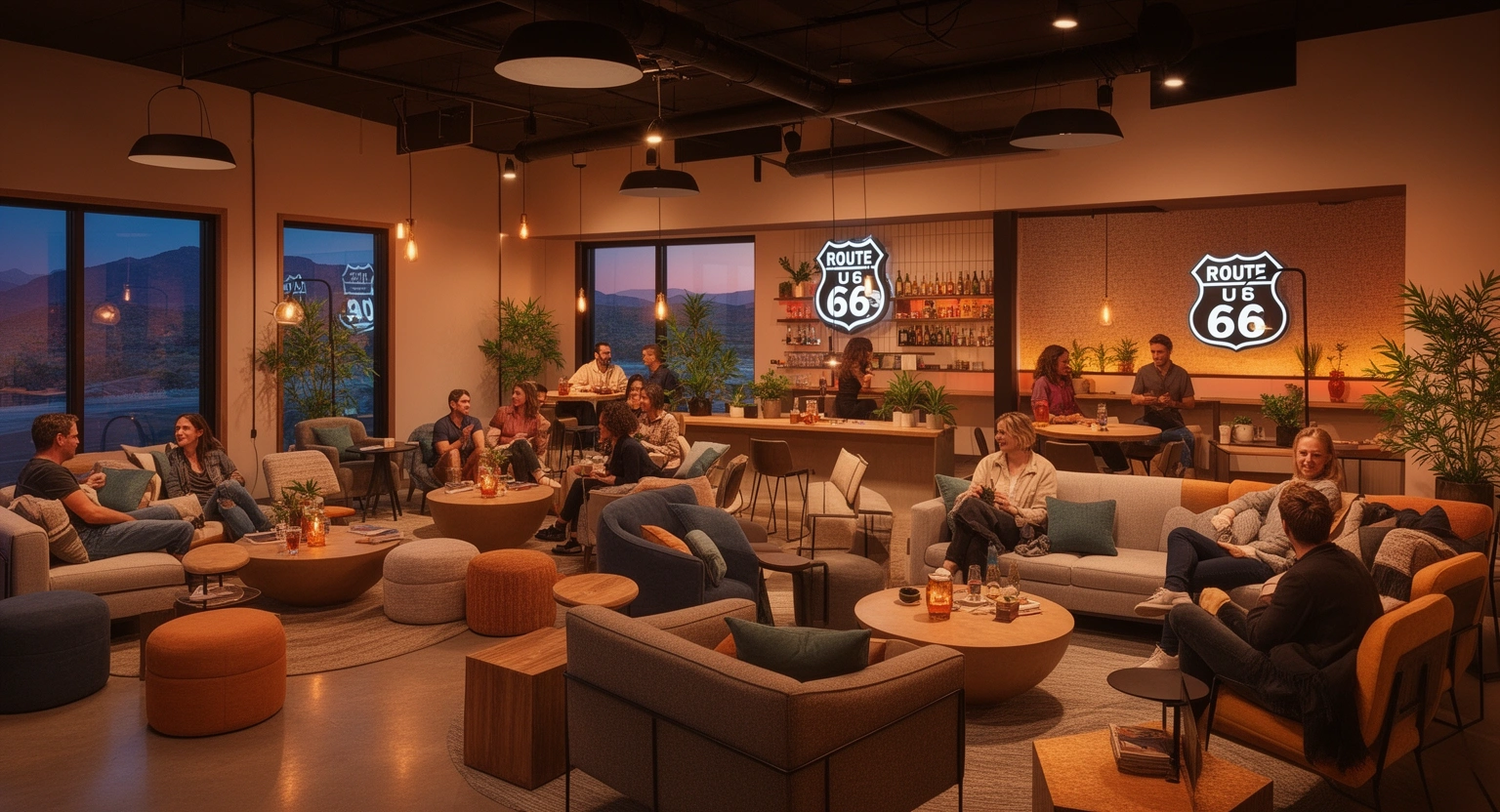 Cannabis consumption lounge interior at Kush on 66 Needles California Route 66