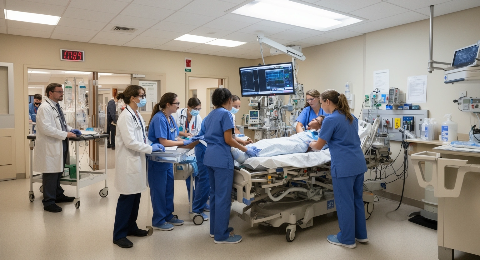Emergency department care team at a Maine coastal community hospital providing 24/7 emergency medical services