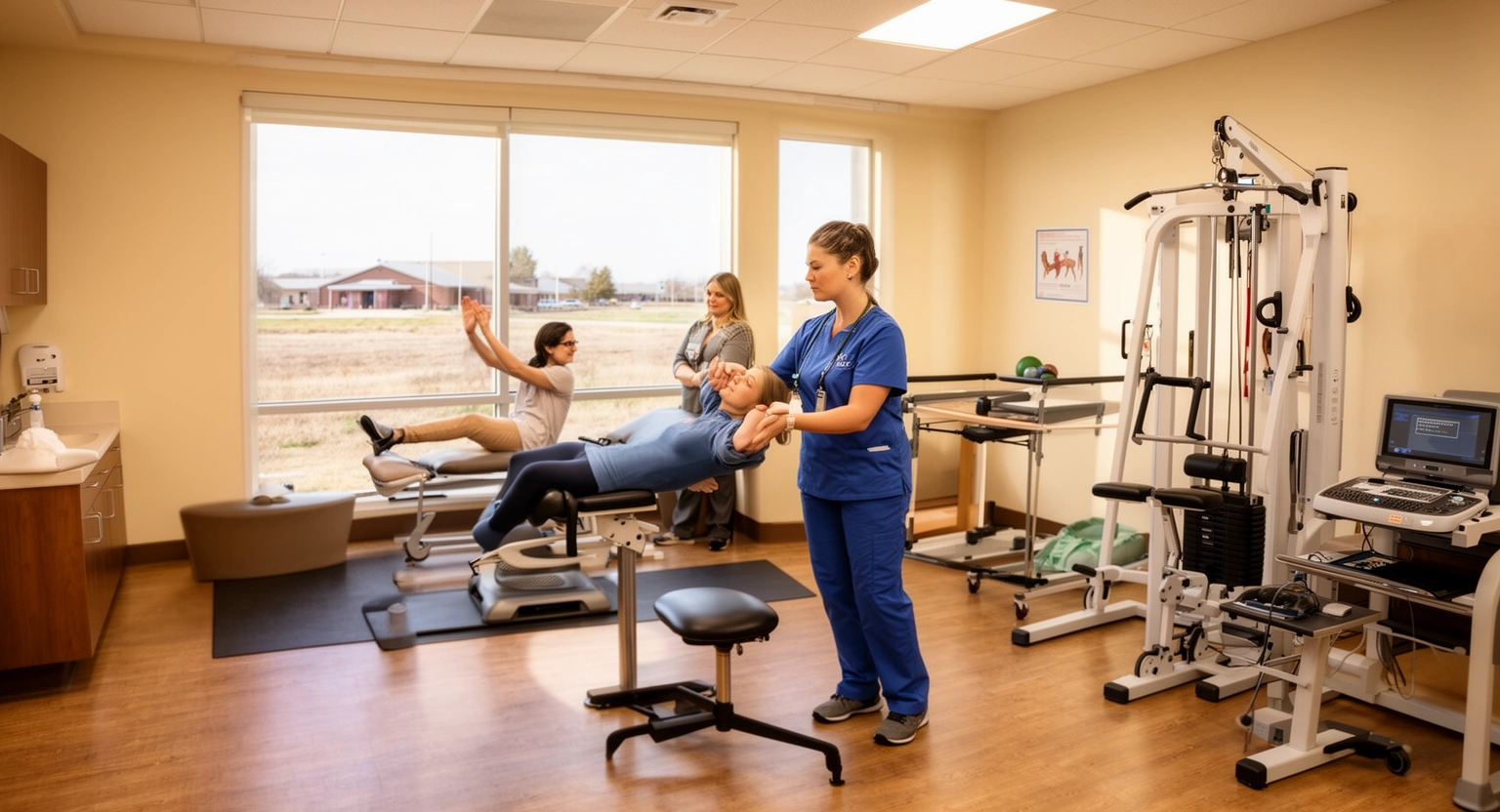 Physical therapy and rehabilitation services at a community health center in rural Oklahoma