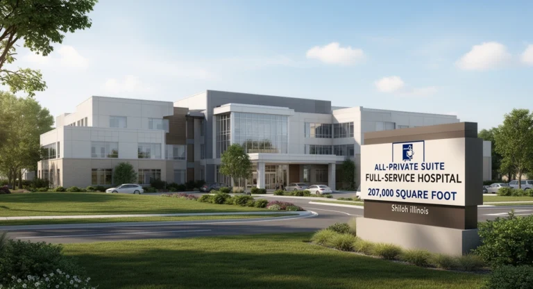Memorial Hospital East Shiloh Illinois modern full-service hospital building exterior