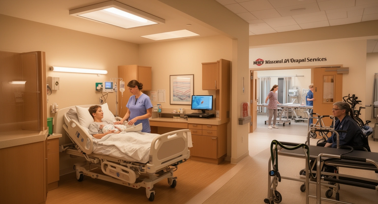 Mercy Birthplace maternity center and rehabilitation therapy services at a Missouri community hospital